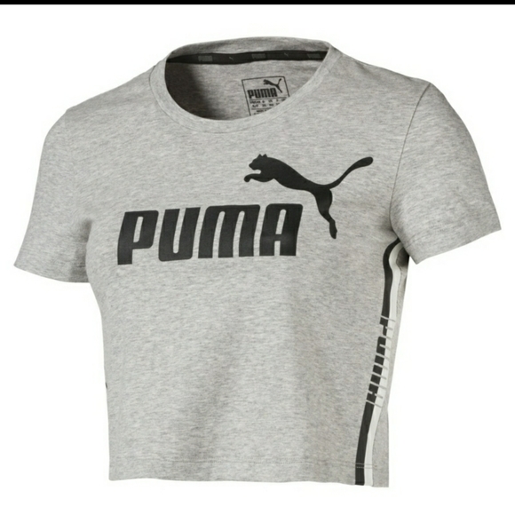 New Women's Puma Tape Pack Logo Cropped Tee - Picture 2 of 5